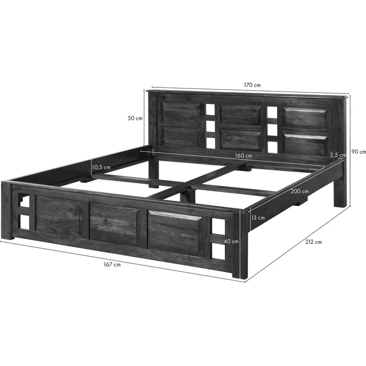 Bett Akazie 160x200x90 nougat lackiert OXFORD #252 – Bild 8