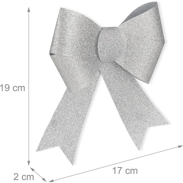 relaxdays Weihnachtsbaumschleife Glitzernde Schleife im 10er Set (10-tlg), silber – Bild 4