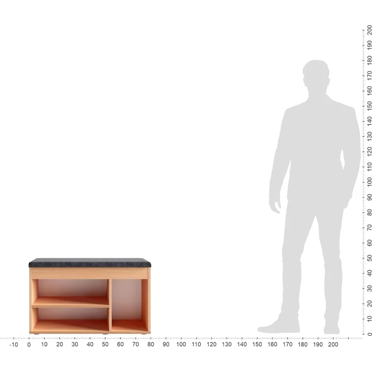 KOMTO Schuhbank Mit Sitzfläche Schuhregal Bank mit Stauraum Schuhschrank mit Sitzbank, für 6 bis 8 Paar, Spanplatte, Sofia 100 x 48 x 32 cm – Bild 7