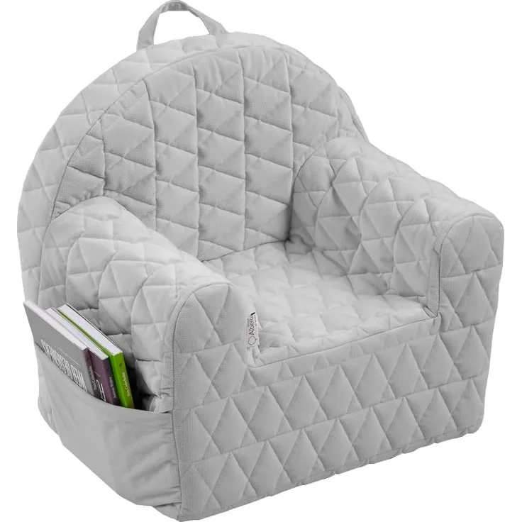 Albero Mio Kindersessel Grau für Jungen und Mädchen, Babymöbel, Kindersofa bequem, mit waschbarem Bezug und Spielzeug-Staufach