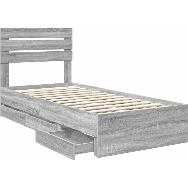 vidaXL Bettrahmen Graues Sonoma 100x200 cm Ingenieurs Holz 3411528 – Bild 4