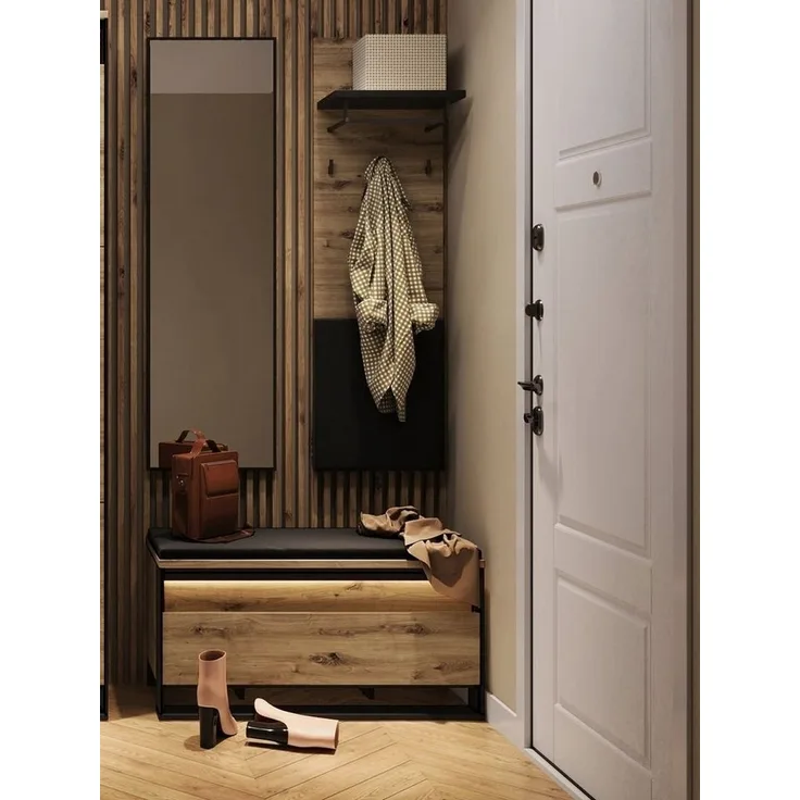 Compleo Garderoben-Set LIMA (Kleiderbügel, Spiegel, Schuhschrank) Loft stil