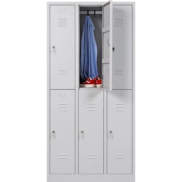 Garderobenschrank 6-türig grau / Drehriegel – Bild 4