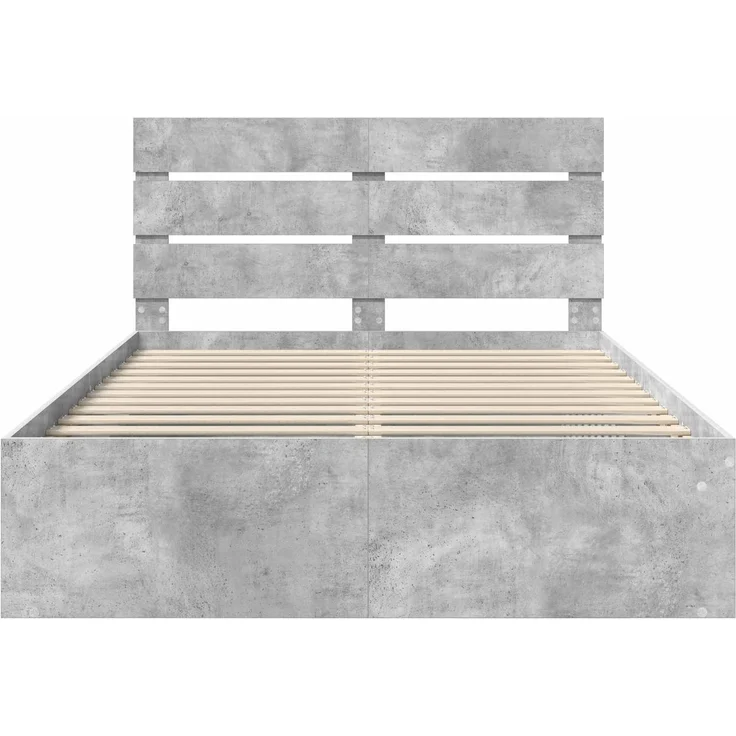 vidaXL Bettrahmen mit Kopfteil Beton 160 x 200 cm Massives Kiefernholz 3411723 – Bild 6