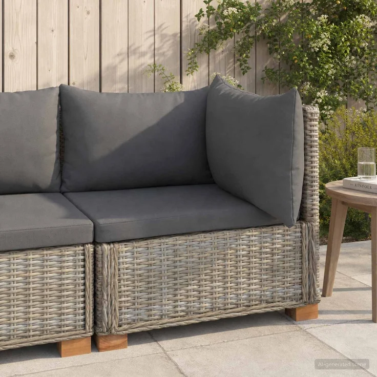 vidaXL Ecksofa mit Kissen GENDT Natürliches Rattan Kubu Grau 42034383 – Bild 3