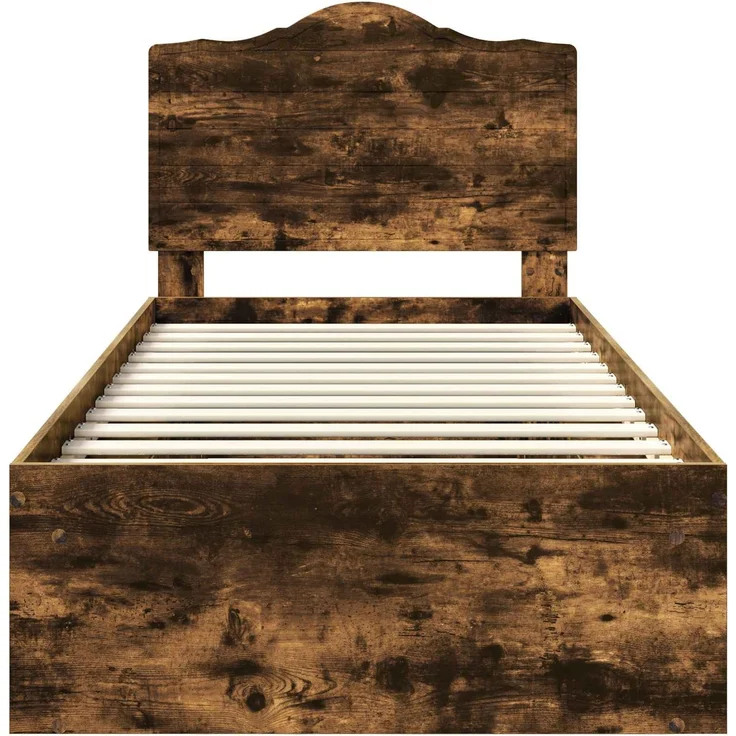 vidaXL Bettrahmen Geräucherte Eiche 90 x 190 cm Massives Kiefernholz 3413366 – Bild 6