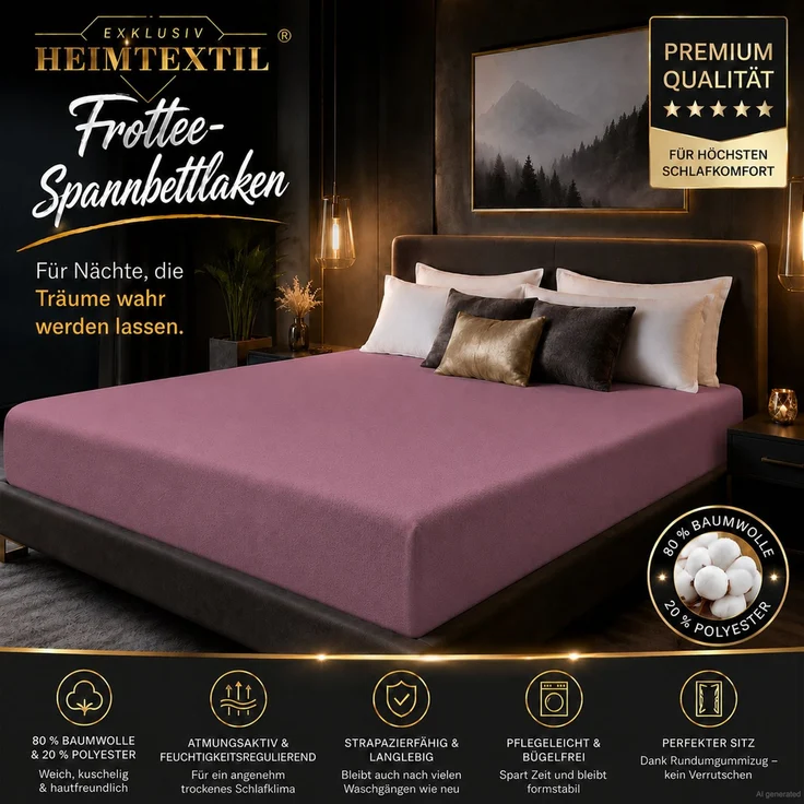 Doppelpack Frottee Spannbettlaken 180 - 200 x 200 cm Lila – Bild 2