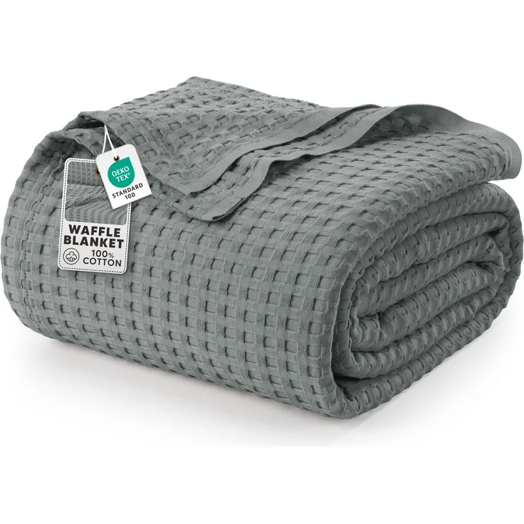 Utopia Bedding Baumwoll Waffeldecke 300 GSM (Kühles Grau - 228 x 228 cm), weiche, leichte, atmungsaktive Bettdecke für alle Jahreszeiten
