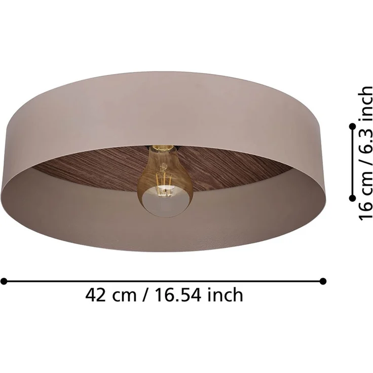 LED Deckenleuchte, Stahl, Holz, Taupe, Messing, D 42 cm – Bild 8