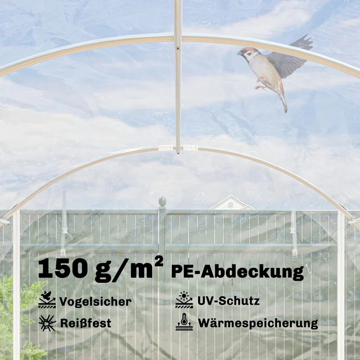 Outsunny Foliengewächshaus, Stahl, PE, Transparent, 297L x 395B x 199H cm – Bild 5