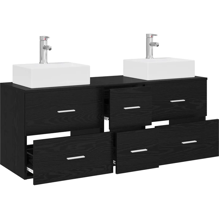 vidaXL Badezimmerschrank-Set 3 stk. Schwarz 129 x 41 x 79,5 cm 3405844 – Bild 3