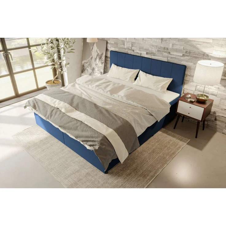 99rooms Kira Boxspringbett Cordstoff POSO Blau 140x200 cm – Bild 2