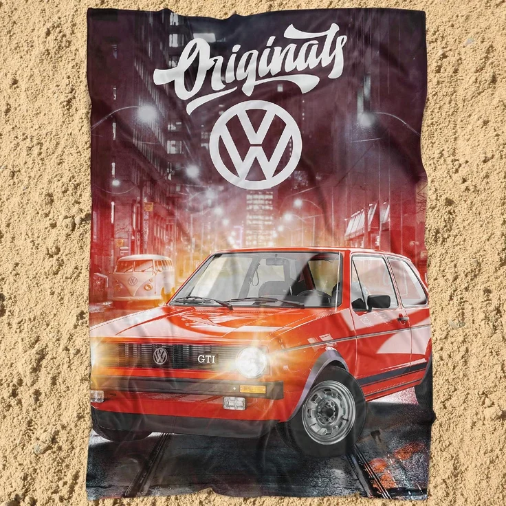 Wohndecke VW Volkswagen Golf GTI 088 130x170 cm Kusecheldecke Fleecedecke, BERONAGE, passend zur Bettwäsche, ideal für Sofa, Couch, Bett, Auto, Camping – Bild 5