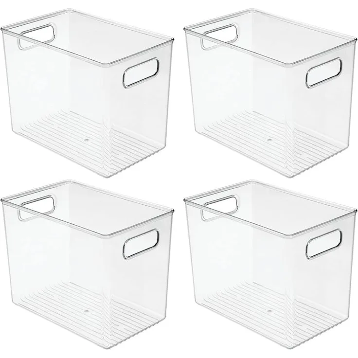 Aufbewahrungsbox Kühlschrankbox Kunststoff Griffe 4er Set mDesign transparent