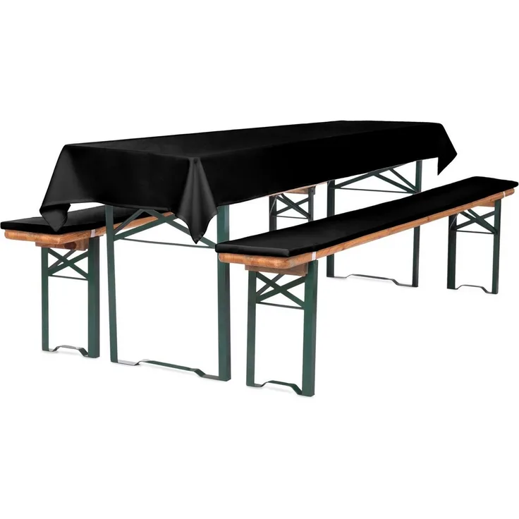TexDeko Bankauflage Bierbankauflagen-Set mit Tischdecke 100x250 cm (universal) 3TLG Set, (Set, 2x Auflage + 1x Tischdecke), blickdicht & waschbar
