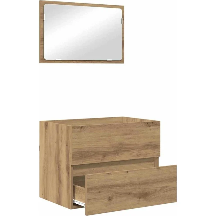 vidaXL Badezimmermöbel-Set 2 pcs Artisan-Eiche Sperrholz und Metall 875433 – Bild 4