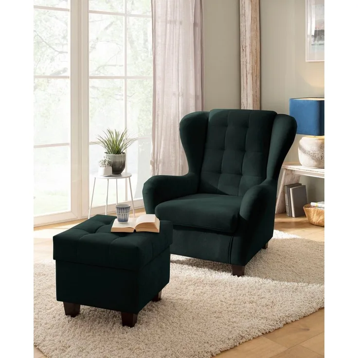 Home affaire Ohrensessel Alexander, incl. Hocker, mit Steppung, in vielen Farben