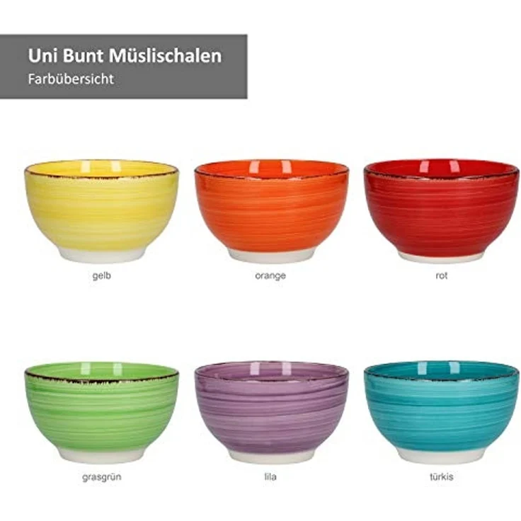 MamboCat Müslischale 6er Set Müslischale Uni Bunt, Steingut – Bild 5