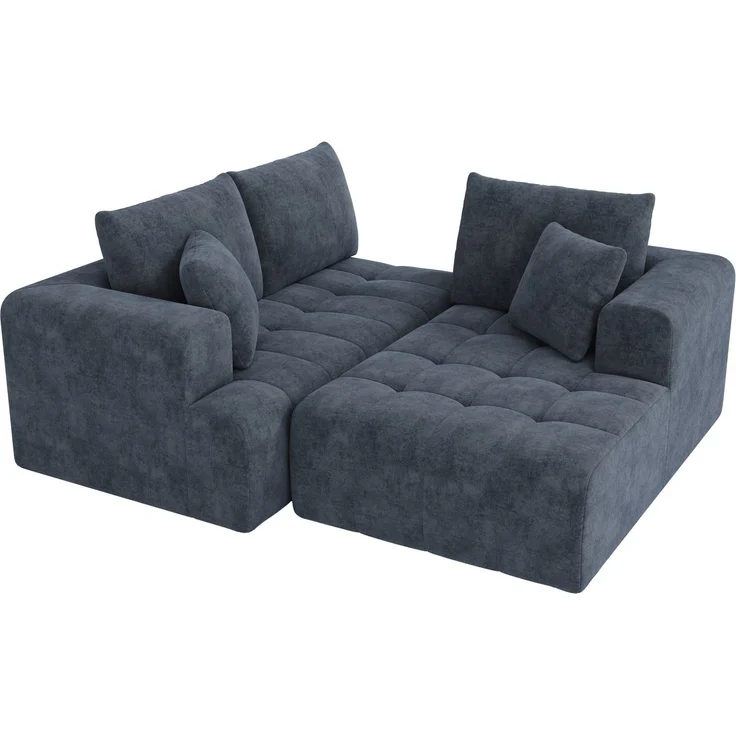 DESVIAE Sofa modular mit 2 Kissen 244,5x79x136 cm Chenille Blau – Bild 8