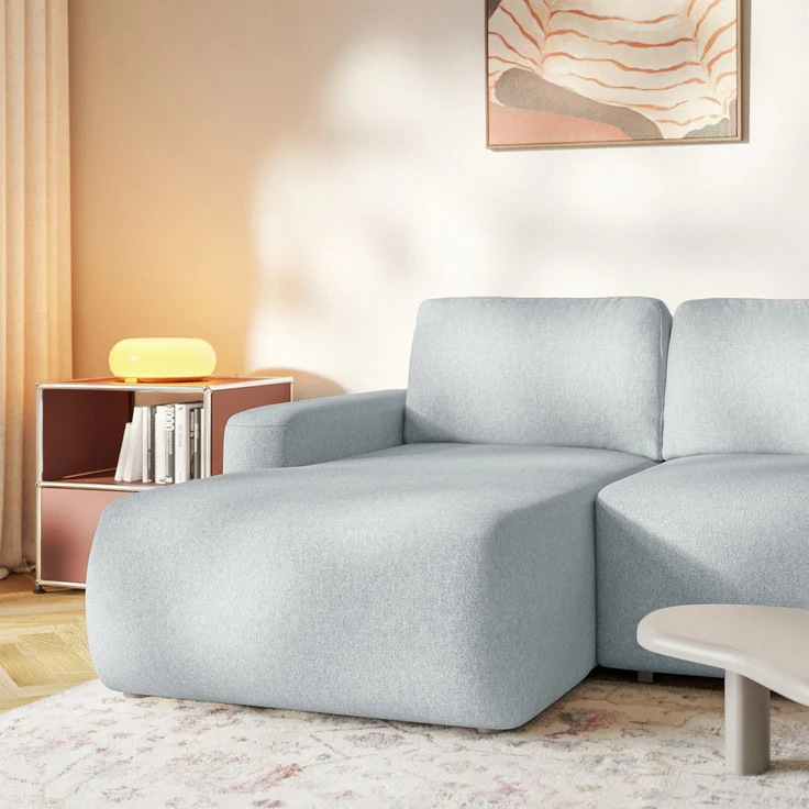 Selsey 'Carnos Mini' Ecksofa mit Schlaffunktion, Ottomane links, Chenille pflegeleicht, Grau – Bild 8
