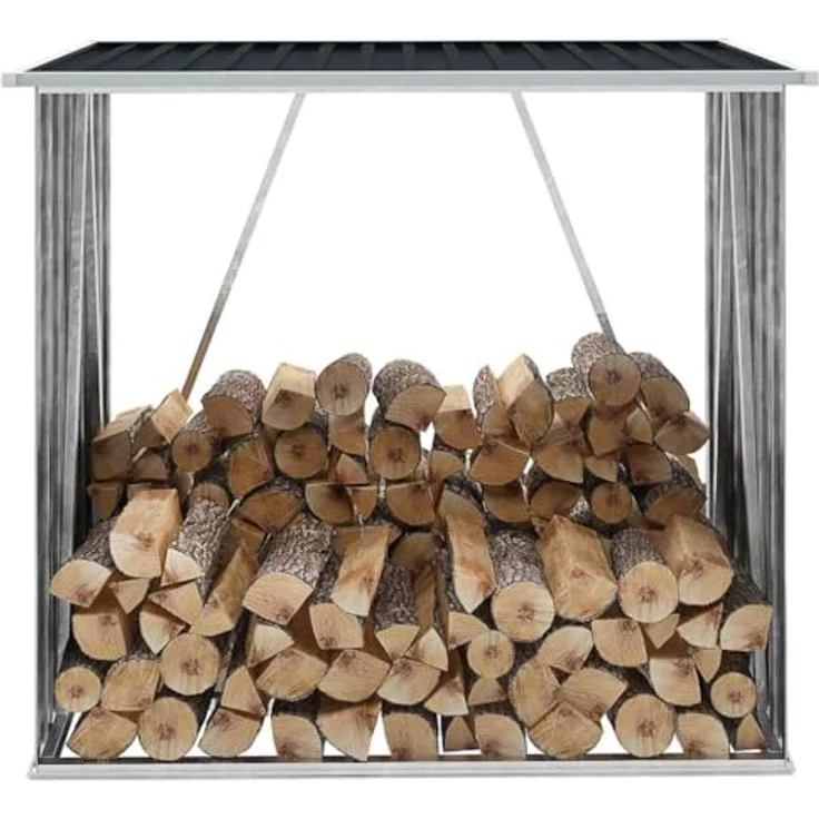 vidaXL Brennholzlager Verzinkter Stahl 163 x 83 x 154 cm Anthrazit 47091 – Bild 2