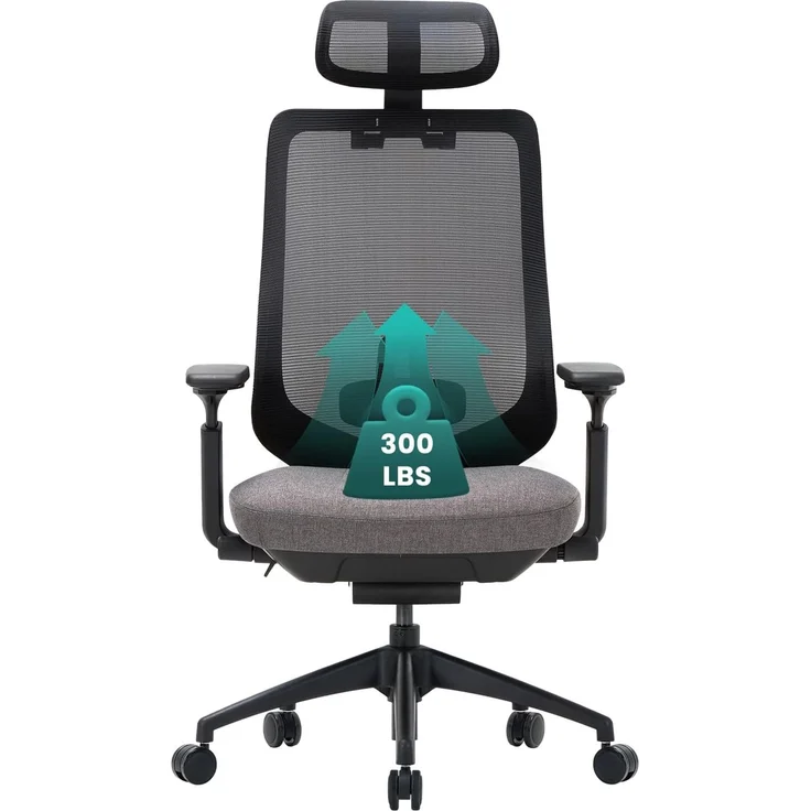 COLAMY Ergonomischer Mesh-Bürostuhl, Chefsessel mit hoher Rückenlehne, Verstellbarer Kopfstütze und 4D-Armlehnen, Schiebesitz, Kippsperre, Dunkelgrau – Bild 4