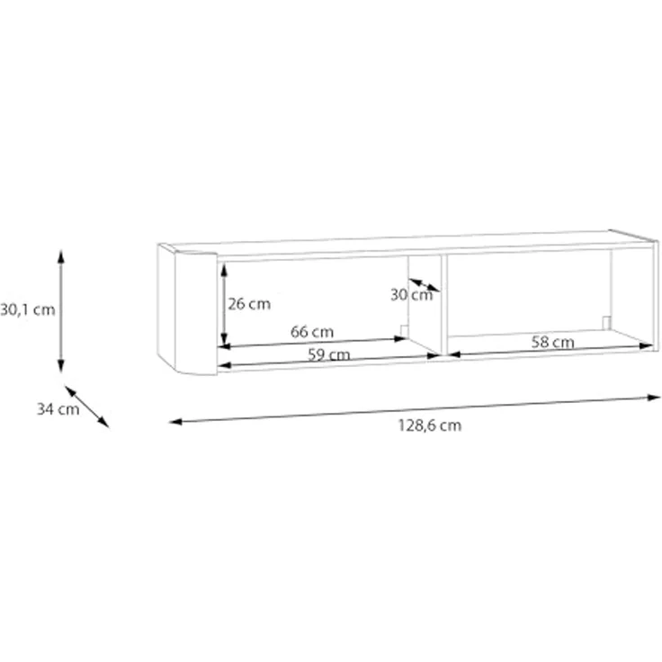 Forte BREATHTAKER Hängeschrank 130, modern minimalistisch, 2-türig, Holzwerkstoff, Wandmontage, Wohnzimmer, Terrakotta, 128,6 cm breit x 30,1 cm hoch x 34 cm tief – Bild 7