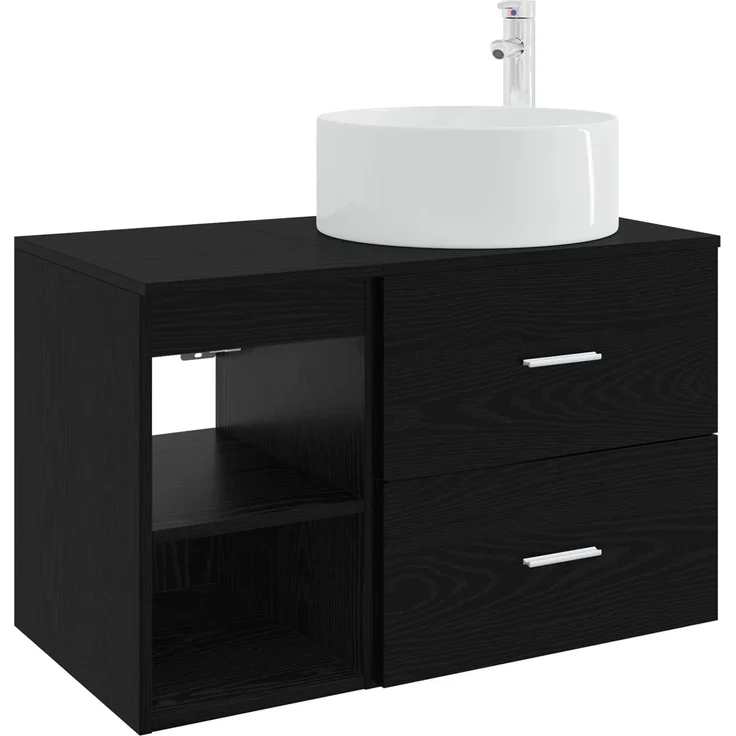 vidaXL Badezimmerschrank-Set 2 stk. Schwarz Eichen-Optik 3403929 – Bild 2