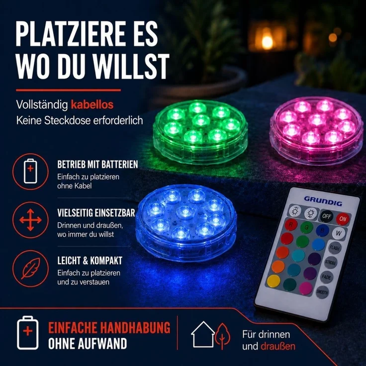 EDCO LED Leuchten 3er Set GRUNDIG - Diele & Wohnzimmer & Kinderzimmer & Badezimmer & Küche & Schlafzimmer in Weiss – Bild 6