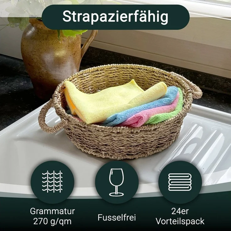 ZOLLNER Geschirrtuch, (Spar-Set, 24-tlg), 32 x 32 cm, 80% Polyester, 20% Polyamid, vom Hotelwäschespezialisten – Bild 2