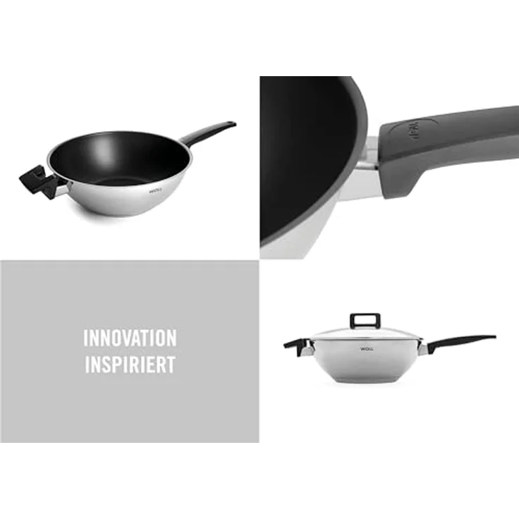 WOLL Wok Concept 33×14×54 cm – Edelstahl mit ILAG Ultimate Antihaftbeschichtung, 5 mm Kapselboden, Glasdeckel, induktionsgeeignet, ofenfest bis 200 °C & spülmaschinenfest – Bild 2