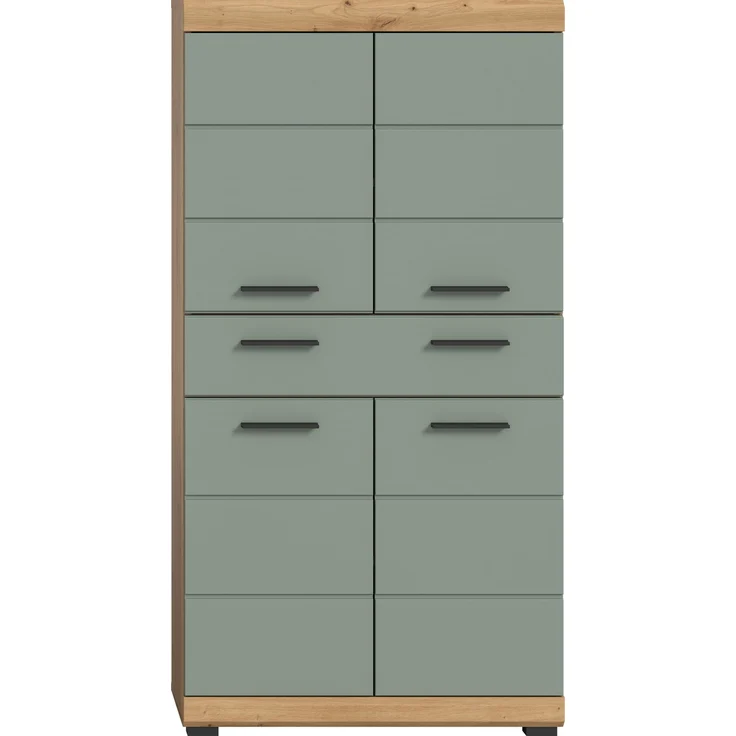 Xonox Scout Badmidischrank (B/H/T: 74x141x31 cm) in Salbei und Artisan Eiche Nachbildung – Bild 2