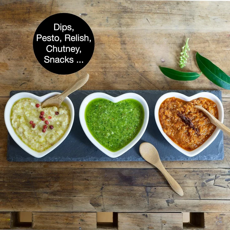 Moritz & Moritz Schiefer Set Bay Leaf - Schieferplatte mit 3 Herz Schalen – Bild 4