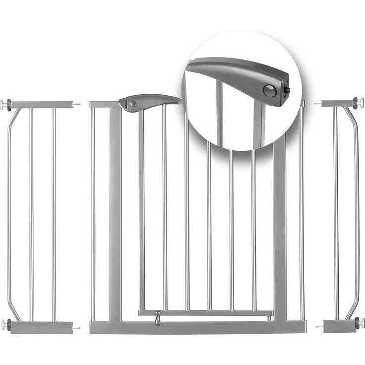 Nukido Treppenschutzgitter Ohne Bohren Türschutzgitter 90° Stop Türgitter Baby Kinder Kindergitter Schutzgitter Breite Verstellbar 75-115 cm Grau 115x78 cm