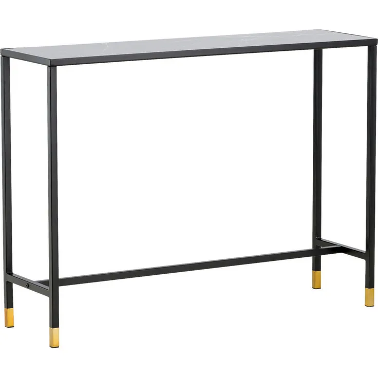 Livetastic Beistelltisch, rechteckig, Schwarz und Messing, Metall und Glas, 30x75x100 cm, für Wohnzimmer