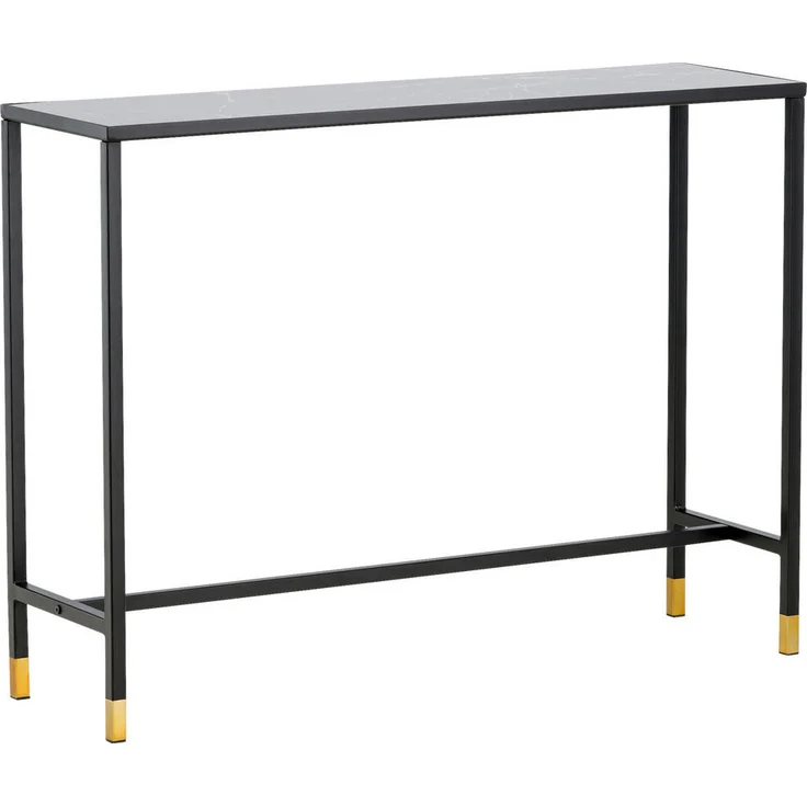 Livetastic Beistelltisch, rechteckig, Schwarz und Messing, Metall und Glas, 30x75x100 cm, für Wohnzimmer