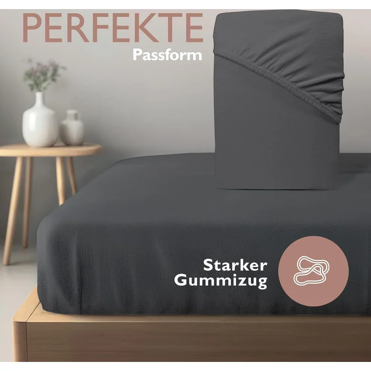leevitex® Spannbettlaken für kalte Nächte – angenehm weich, passgenau, farbstark & pflegeleicht, Gummizug: Rundum – Bild 5