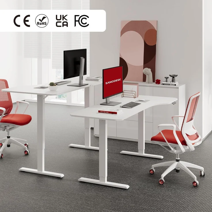 SANODESK Höhenverstellbarer Schreibtisch 160x75 cm Schreibtisch Höhenverstellbar Elektrisch Ergonomischer Steh-Sitz Tisch Computertisch für Heimbüro Homeoffice(weiß) – Bild 3