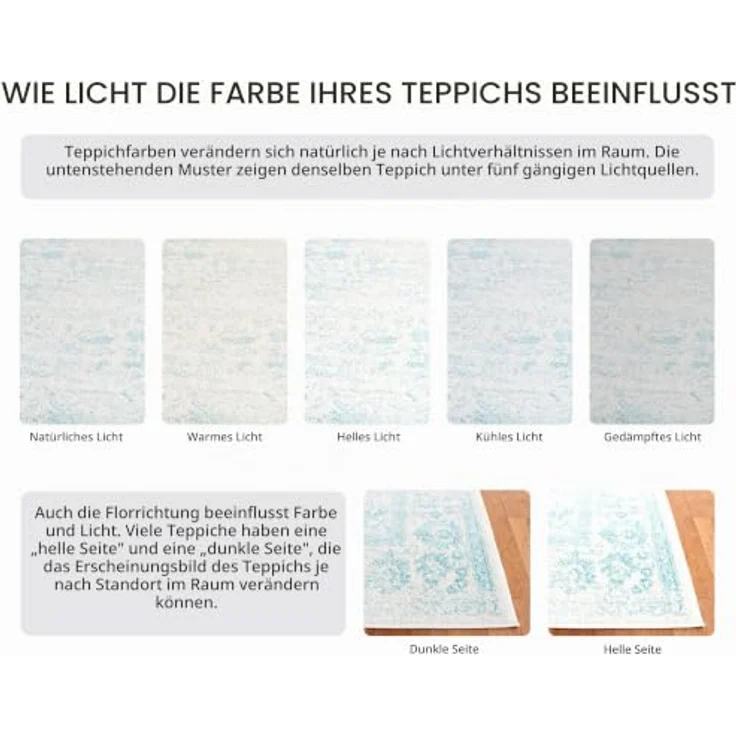 Safavieh Teppich 183x274 cm - Adirondack Collection - Transitional Design, Elfenbein & Hellblau, Pflegeleichte Synthetikmischung, Ideal für Wohnzimmer, Schlafzimmer, Büro | 1 cm Flor, Teppich für den Innenbereich, Polypropylen-Fasern, Öko-Tex-zertifi... – Bild 4