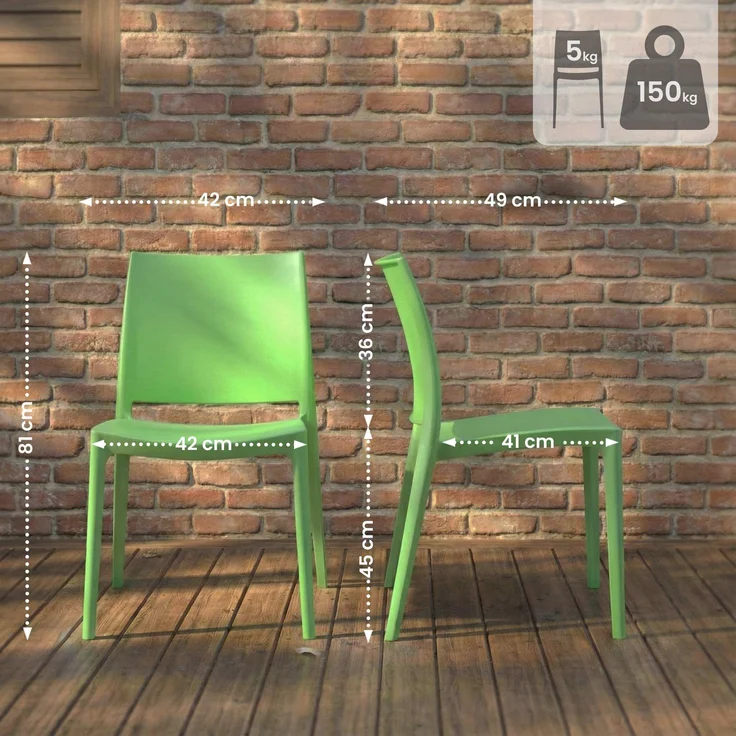 CLP Gartenstuhl Meton mit Lehne stapelbar wetterfest UV-beständig bis 150 kg,grün – Bild 2