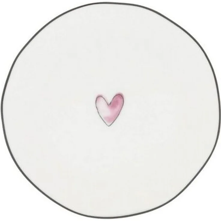 Bastion Collections Kuchenteller Watercolour Heart, Spülmaschinengeeignet, Weiß, Motiv: Herz