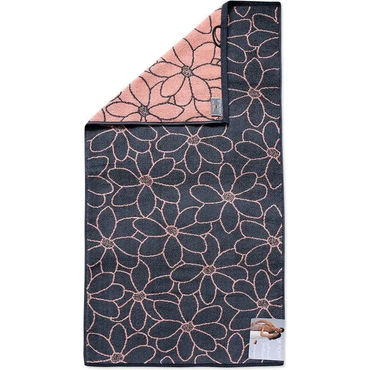 Ross Uni-Walk Handtücher Cashmere feeling Blütenfond anthrazit|Handtuch 50x100 cm