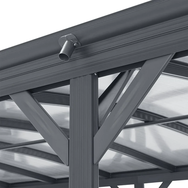 Juskys Carport mit Bogendach 5x3 m - Überdachung aus Aluminium mit Doppelstegplatten - Unterstand für Autos - freistehende Montage - Dunkelgrau – Bild 9