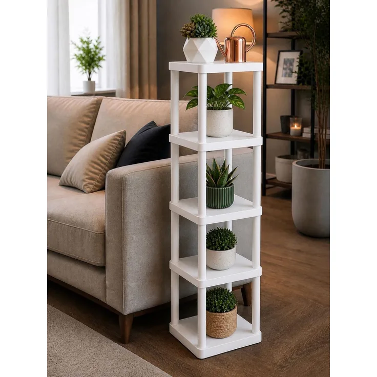 Skye Decor 'Sakura 5 - White' Kunststoff-Mehrzweckregal, Weiß, 23 x 135 x 23 cm