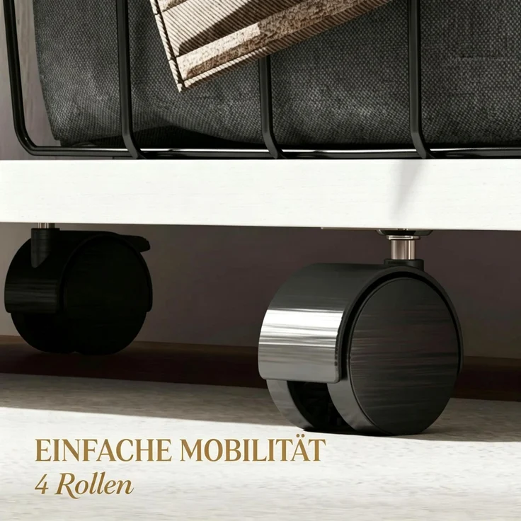Kleiderschrank rollbarer Garderobenschrank mit 4 Rollen, Kleiderstange und offenen Ablagefächern--Weiß--80x40x128cm--YOUDENOVA – Bild 8