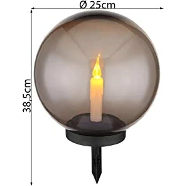 GLOBO LIGHTING LED Solarleuchte, Dämmerungssensor, LED fest integriert, Warmweiß, 2er Set Solarkugeln Kerze-n Outdoor Leuchtkugeln Solarlicht, Ø38,5cm – Bild 3