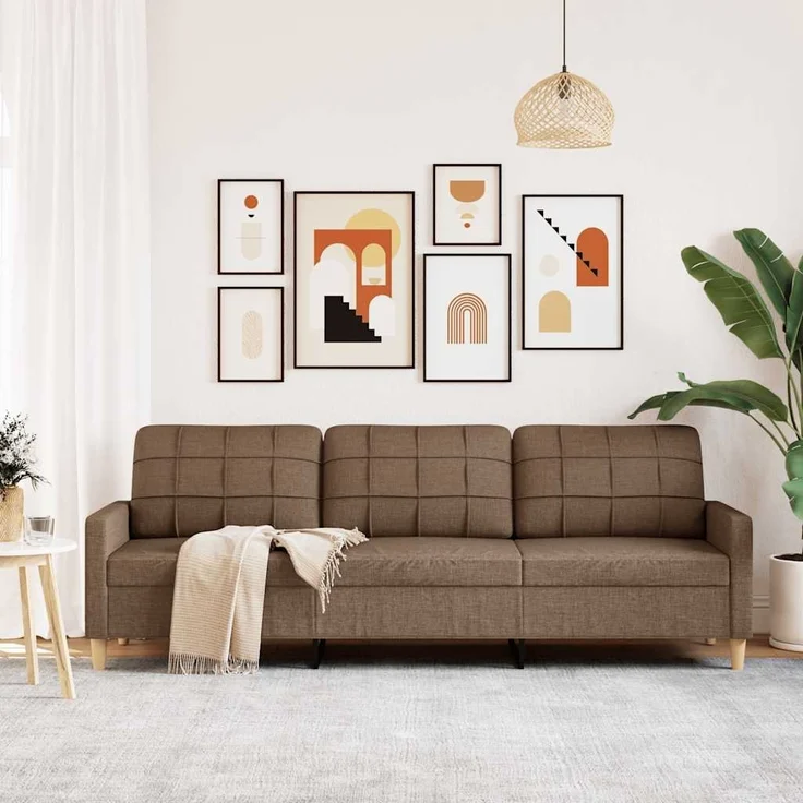 vidaXL 3-Sitzer-Sofa Braun 210 cm Stoff 4007417 – Bild 2