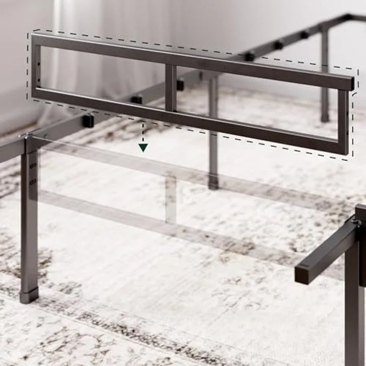 Zinus Justin Bett 120x190 cm – Bettgestell 36 cm hoch mit Stauraum unter dem Bett – Plattformbett aus Metall – Schwarz – Bild 7