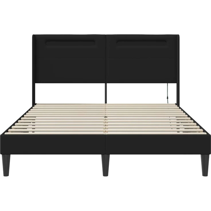 vidaXL Bettrahmen mit LED-Lichtleisten Schwarz 120x200 cm Kunstleder 42027976 – Bild 6