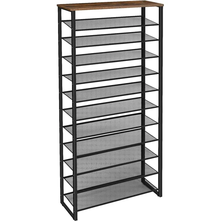 Hoobro SCHUREGAL Braun 12-stöckiges Schuhablage (H 191 x T 28.5 x B 75 cm)